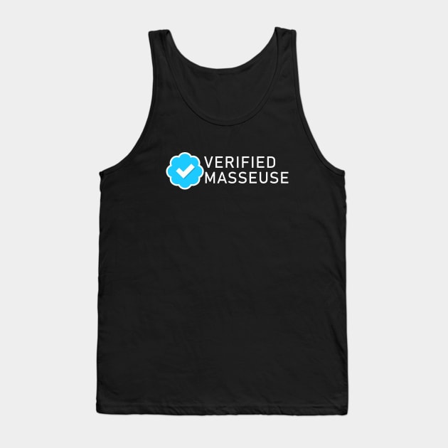 Masseuse Verified Blue Check Tank Top by Ketchup